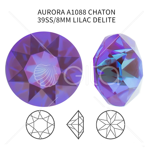 Aurora Crystal 39ss/8mm Chaton A1088 Lilac DeLite color-14pcs pack