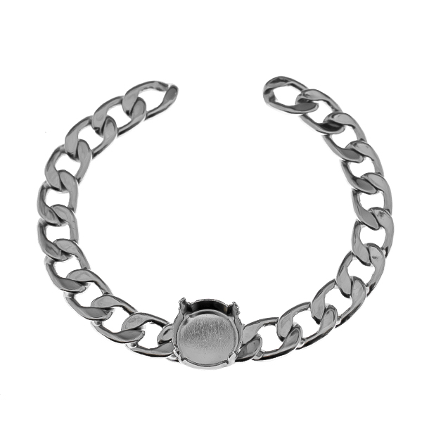 12mm Rivoli setting on 11mm flat gourmet chain bracelet base