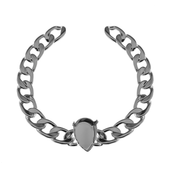 10x14mm Pear shape setting on 11mm flat gourmet chain bracelet base