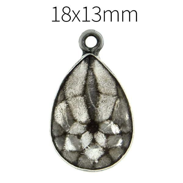18x13mm Pear shape Decorative stone setting Pendant base with top loop