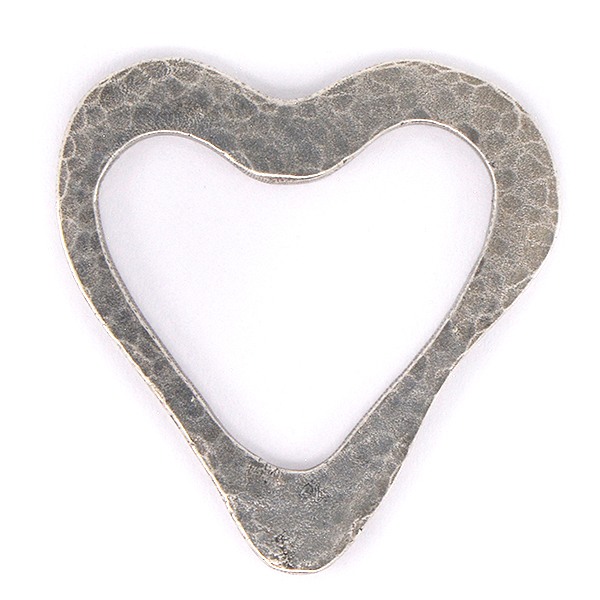 Heart shape hammered asymmetric jewelry connector  