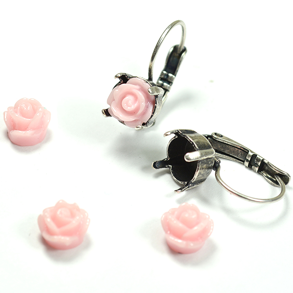8mm/39ss Light rose Flower plastic cabochon
