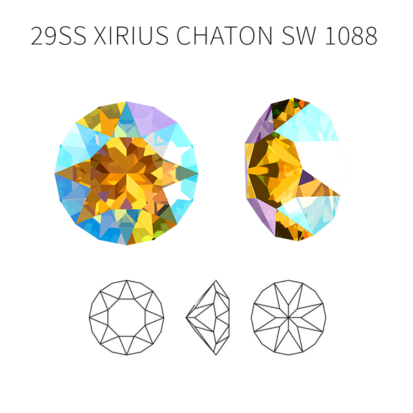 Swarovski 29ss/6mm Chaton XIRIUS 1088  1088 Swarovski Light Topaz Shimmer Foiled Crystals color - 10 pcs pack