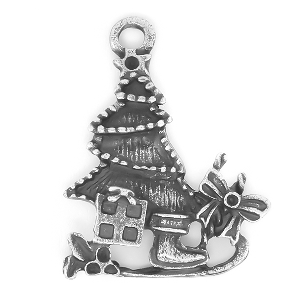 Christmas Tree on sled Pendant with top loop