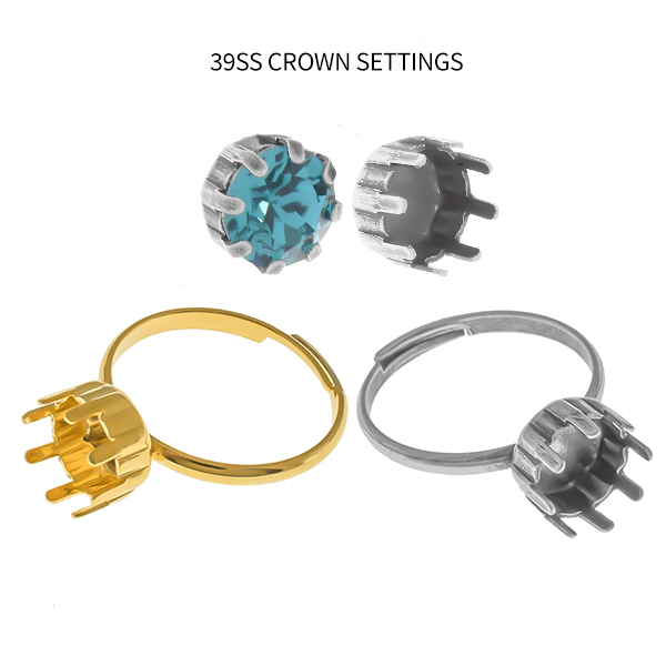 38ss Crown Chaton setting adjustable thin ring base