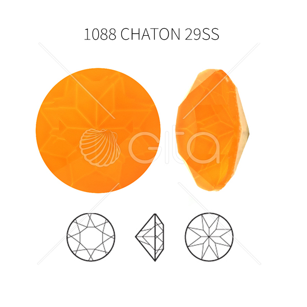 29ss/6mm Chaton 1088 Aurora Crystal Electric Orange