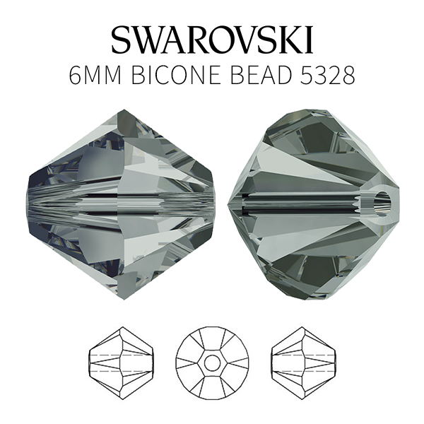6mm Black Diamond Swarovski Crystal Bicone Bead 5328