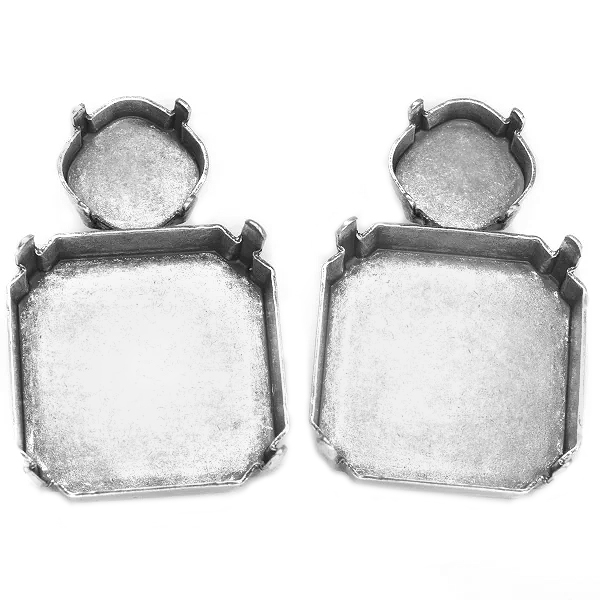 12-12mm Square with 23mm Square stud earrings base 