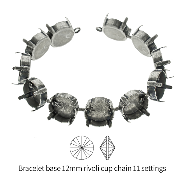 12mm Rivoli Cup chain bracelet base with soldered loops - 11 settings