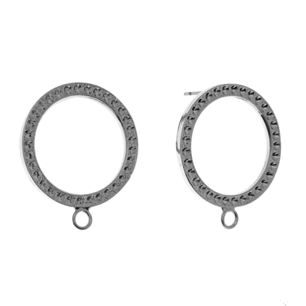 23.4mm 8pp Hollow Circle Stud earring bases with bottom loops