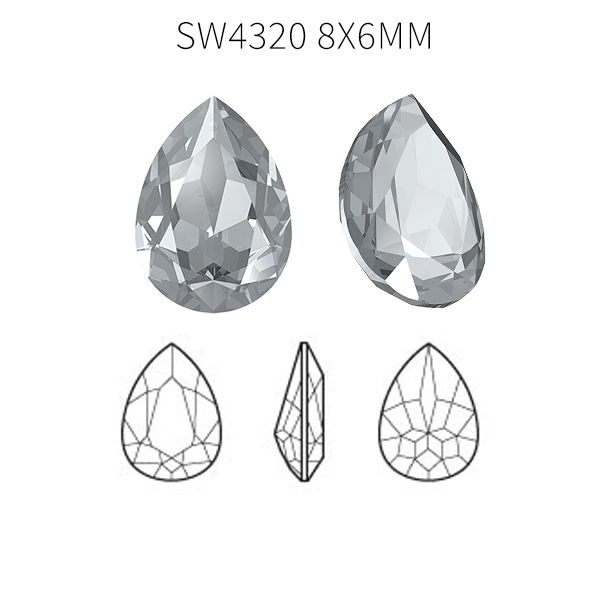 Swarovski 8x6mm Pear shape 4320 Crystal color - 5pcs