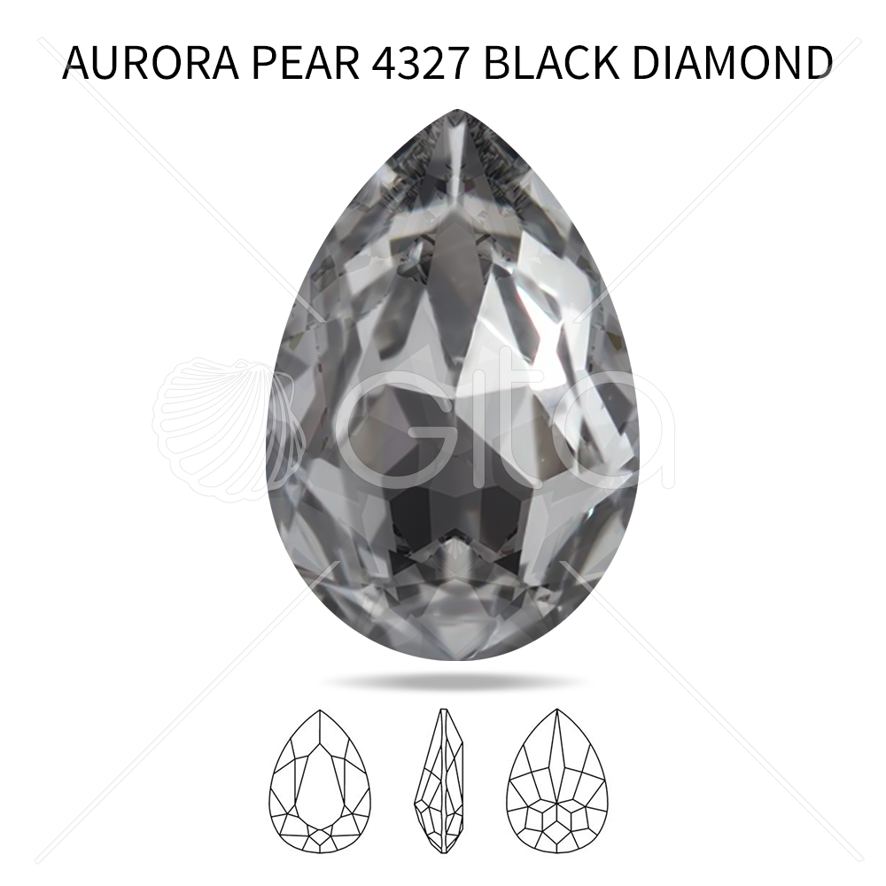 Aurora Crystal A4320 Pear Shape 40x30mm Black Diamond color-1pc pack