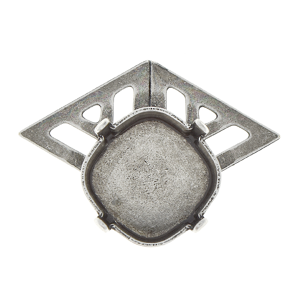 12x12mm Square pendant base with ethnic style rhombus
