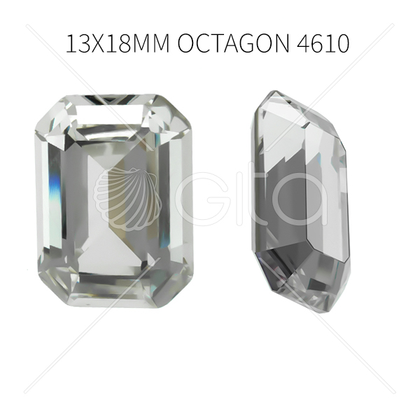 13x18mm Step Cut Octagon 4610 Aurora Crystal Clear Crystals