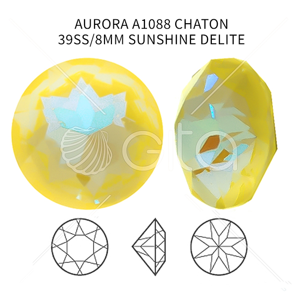 Aurora Crystal 39ss/8mm Chaton A1088 Sunshine DeLite color-14pcs pack