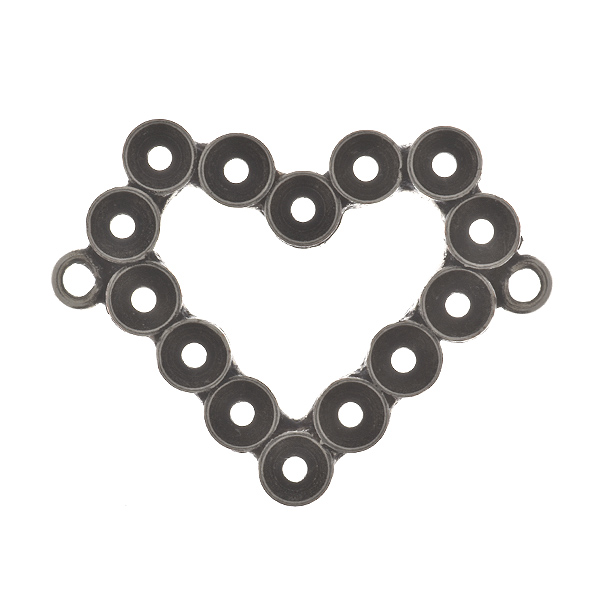 32pp metal casting Heart Connector with two side loops