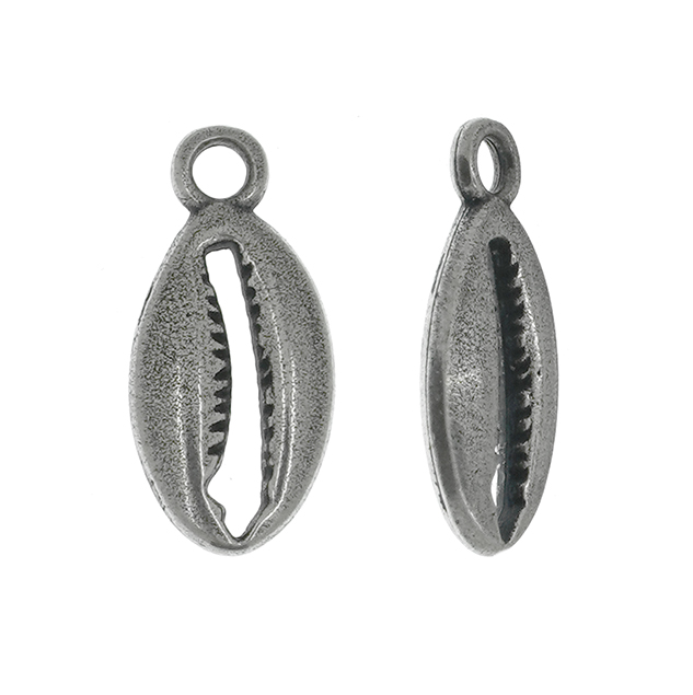 Small Metal coffee bean trivia shell charms with top loop 