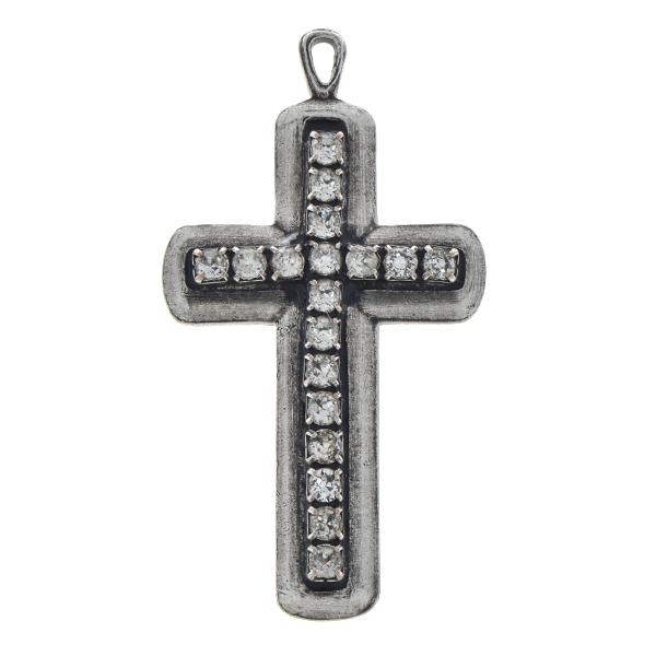 Cross pendant with 18pp Rhinestones and one loop
