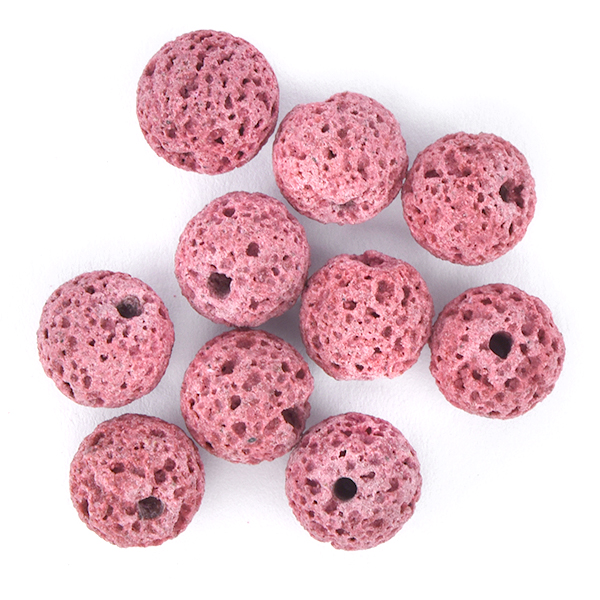 10mm Round Lava Rock Beads Antique Pink color - 10 pcs pack