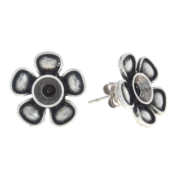 29ss Metal flower stud earring base