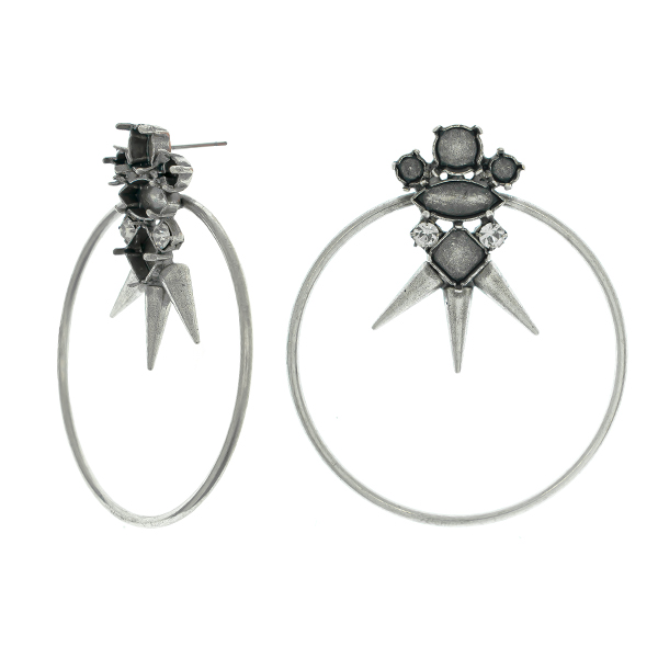 Mix sized settings with metal casting spikes and 32pp Rhinestones Hoop Earrings 