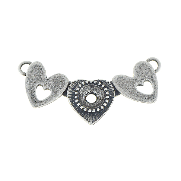 39ss Three hearts pendant base with two loops