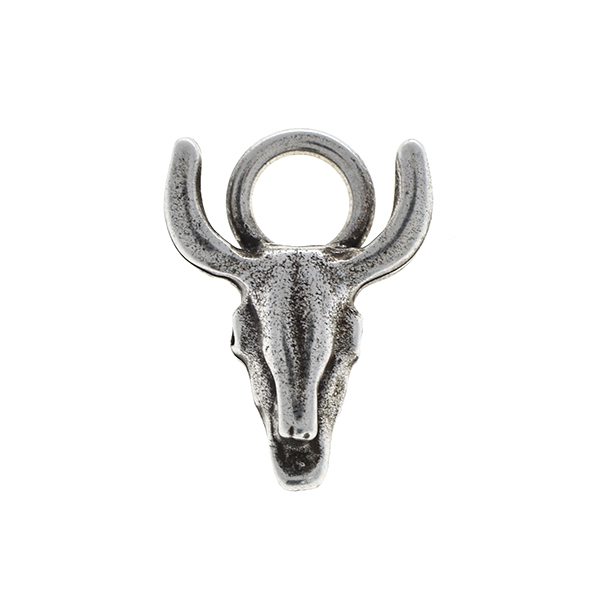 19x14.3mm Metal bull skull pendant with top loop