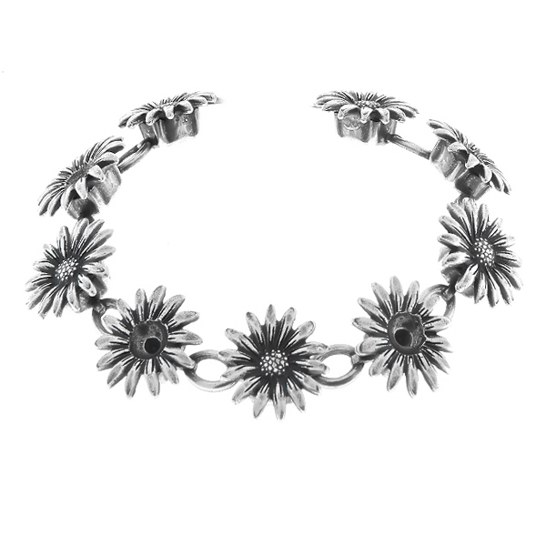 24ss Metal casting Forest Daisy Flower elements on Cup chain with oval connectors Bracelet base