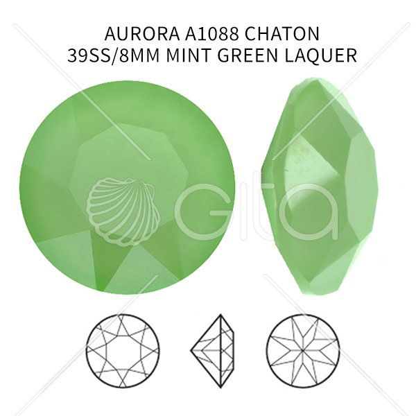 Aurora Crystal 39ss/8mm Chaton A1088 Mint Green Laquer color-14pcs pack