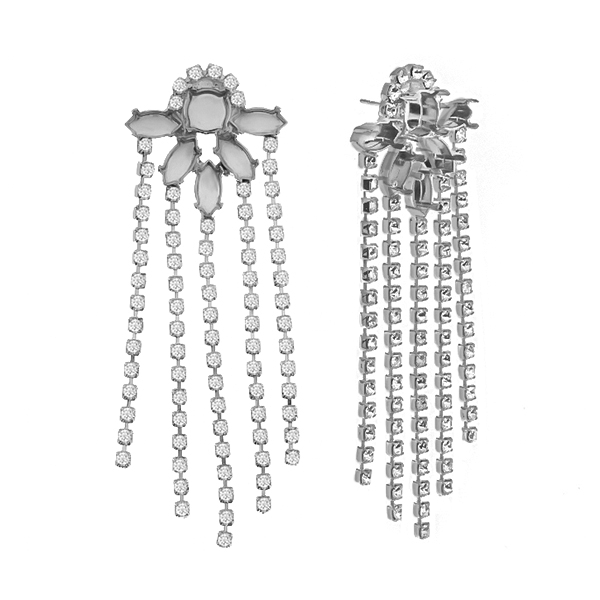 Stud Earring bases: Fancy Mix size settings with Rhinestones
