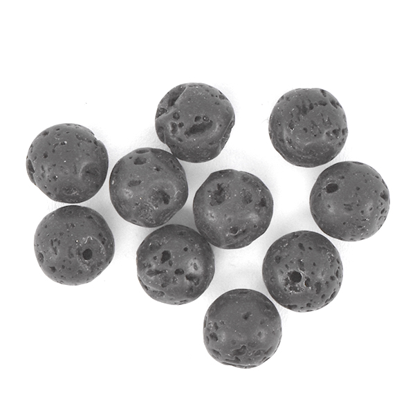 8mm Round Lava Rock Beads Black color - 10 pcs pack