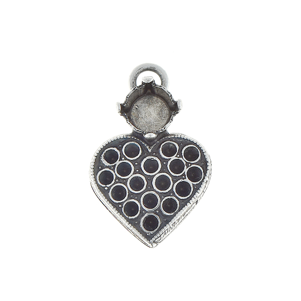 8pp, 29ss Heart pendant base with one top loop