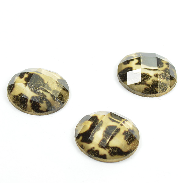 12mm Round Leopard print Plastic cabochon for embedding -5pcs pack