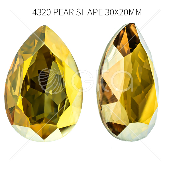 30x20mm Pear Shape 4320 Aurora Crystal Metallic Sunshine