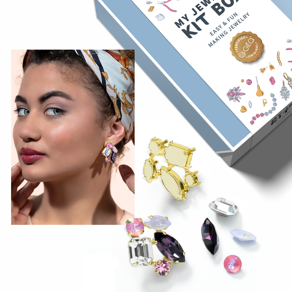 Jewelry DIY KIT: Modern mix settings post earrings 