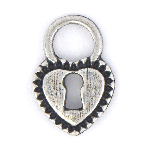 Heart shaped Lock Charm with top loop 