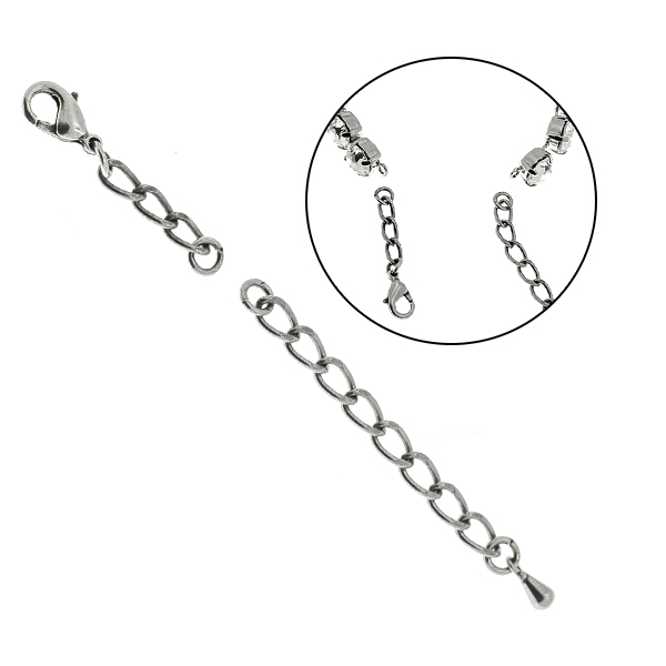 12mm clasp end chain + 5cm extension FACETED chain to finish jewelry base - 5pairs pack