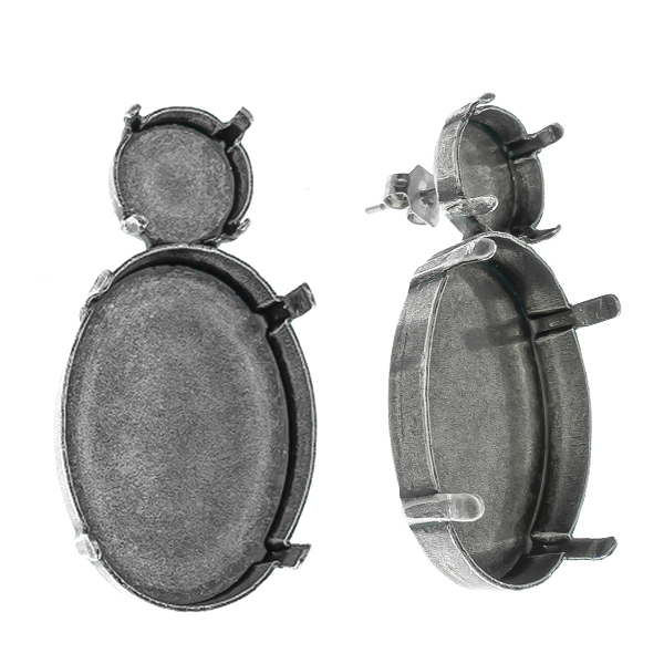 12mm Rivoli with Oval 22-30mm Stud earrings base 