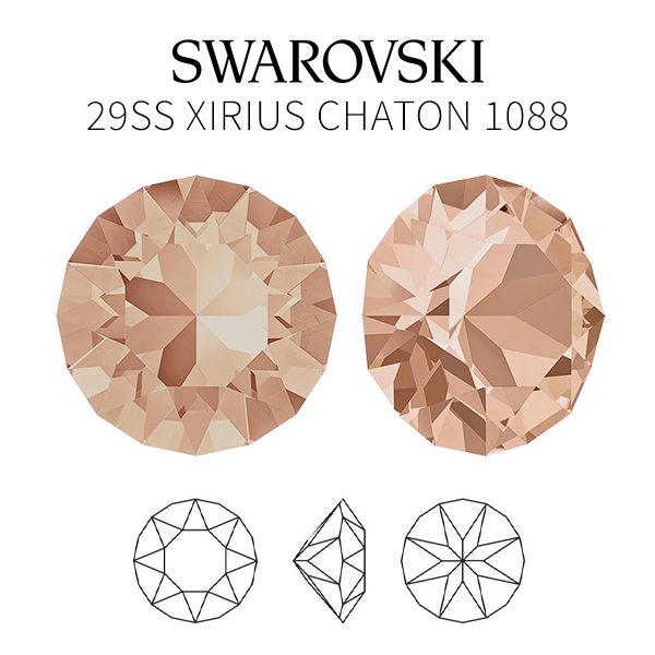 Swarovski 29ss/6mm Chaton XIRIUS 1088 Light peach Crystals color - 10 pcs pack