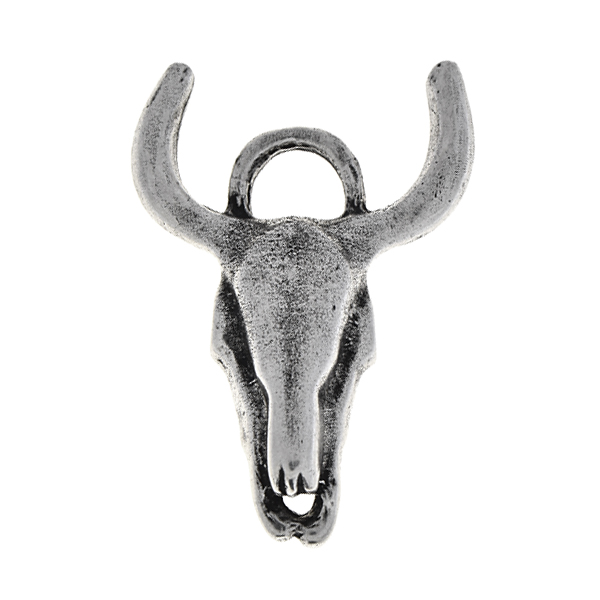 38x27mm Metal bull skull pendant with top loop