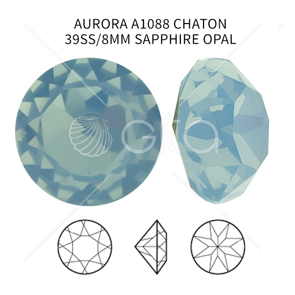 Aurora Crystal 39ss/8mm Chaton A1088 Sapphire Opal color-14pcs pack