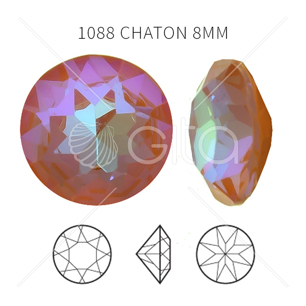 39ss/8mm Chaton 1088 Aurora Crystal Peach Delite