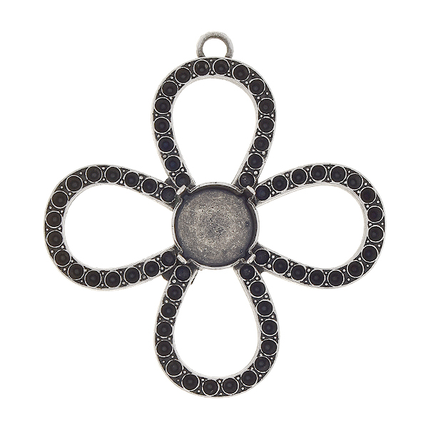14pp, 12mm Rivoli flower pendant base with hollow petals