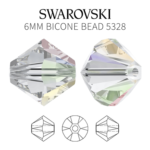 6mm Crystals Aurore Boreale Swarovski Crystal Bicone Bead 5328