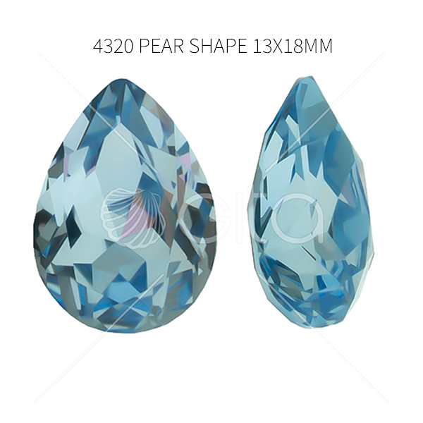Aurora Crystal A4320 Pear Shape 13x18mm Light Sapphire color-2pcs pack 