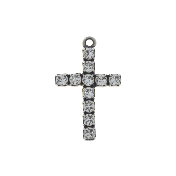 18pp Rhinestones Cross pendant with one top loop