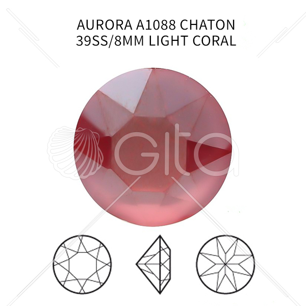 Aurora Crystal 39ss/8mm Chaton A1088 Light Coral Laquer color-14pcs pack