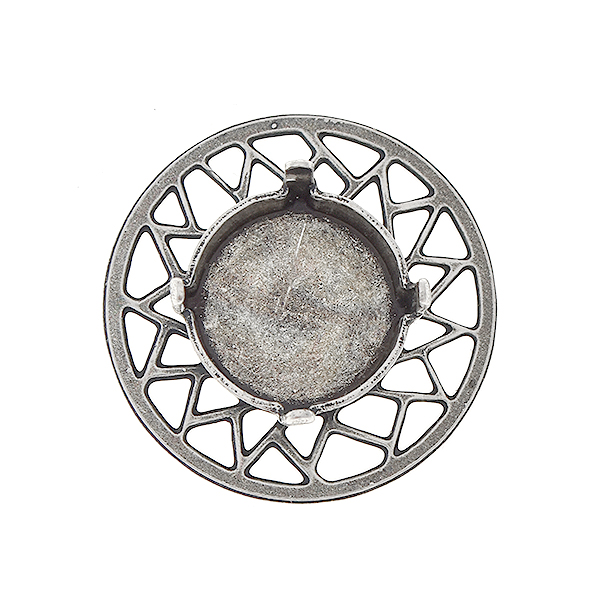 12mm Rivoli Round pendant / connector with aztec pattern