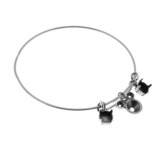 Adjustable thin bangle bracelet with Charms: 39ss settings and Mouse element