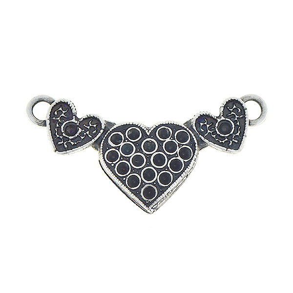 8pp, 14pp Three hearts pendant base with two loops